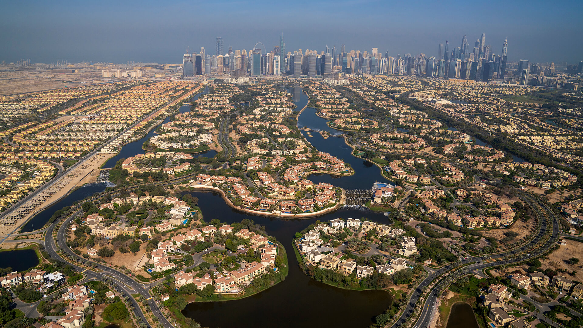The green heart of a community, Jumeirah Islands by Nakheel. Not Palm Springs.